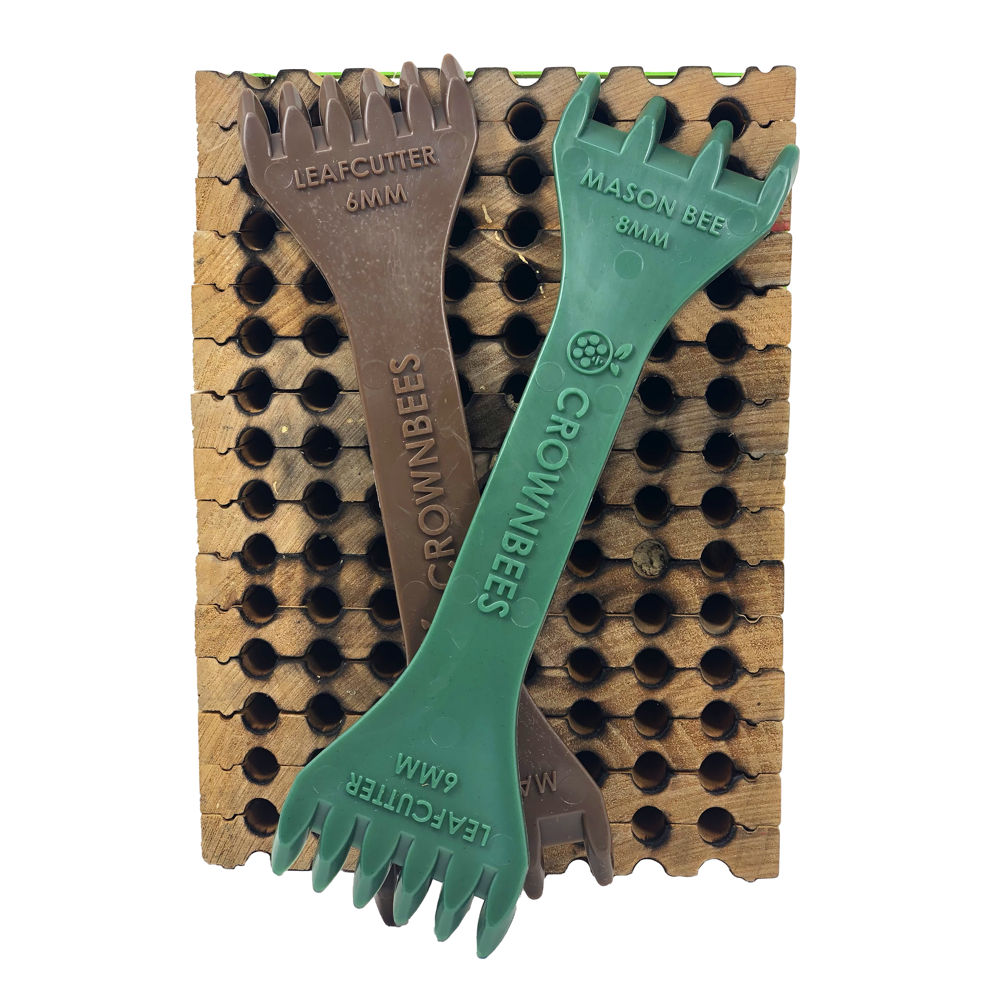 CrownBees Cocoon Harvesting Comb with wooden handle and fine teeth for harvesting bee cocoons and honeycomb.