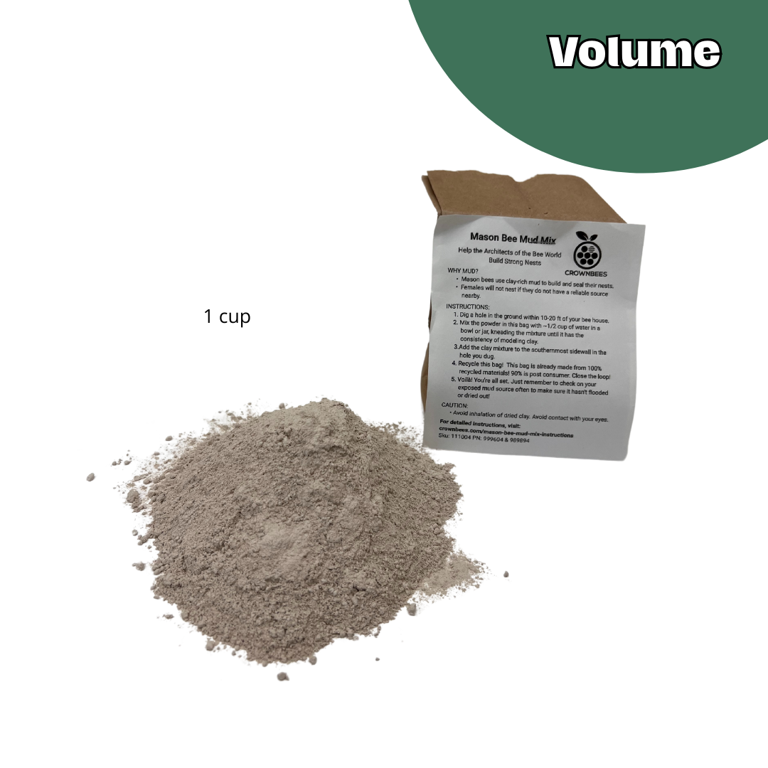 CrownBees Mud Mix for bee nests, showing a natural blend of soil and clay used in bee habitat products