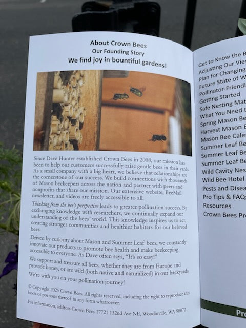 Wild Bee Guide, Fourth Edition by CrownBees, featuring detailed illustrations and information on native bee species.