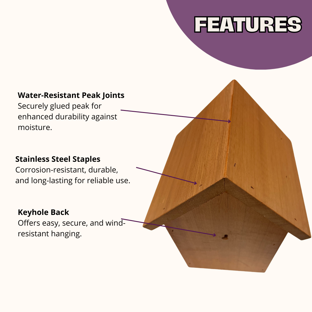 CrownBees Chalet Bee House and Complete Kit with Bee Certificate, featuring wooden nesting boxes for mason bees in spring weather.