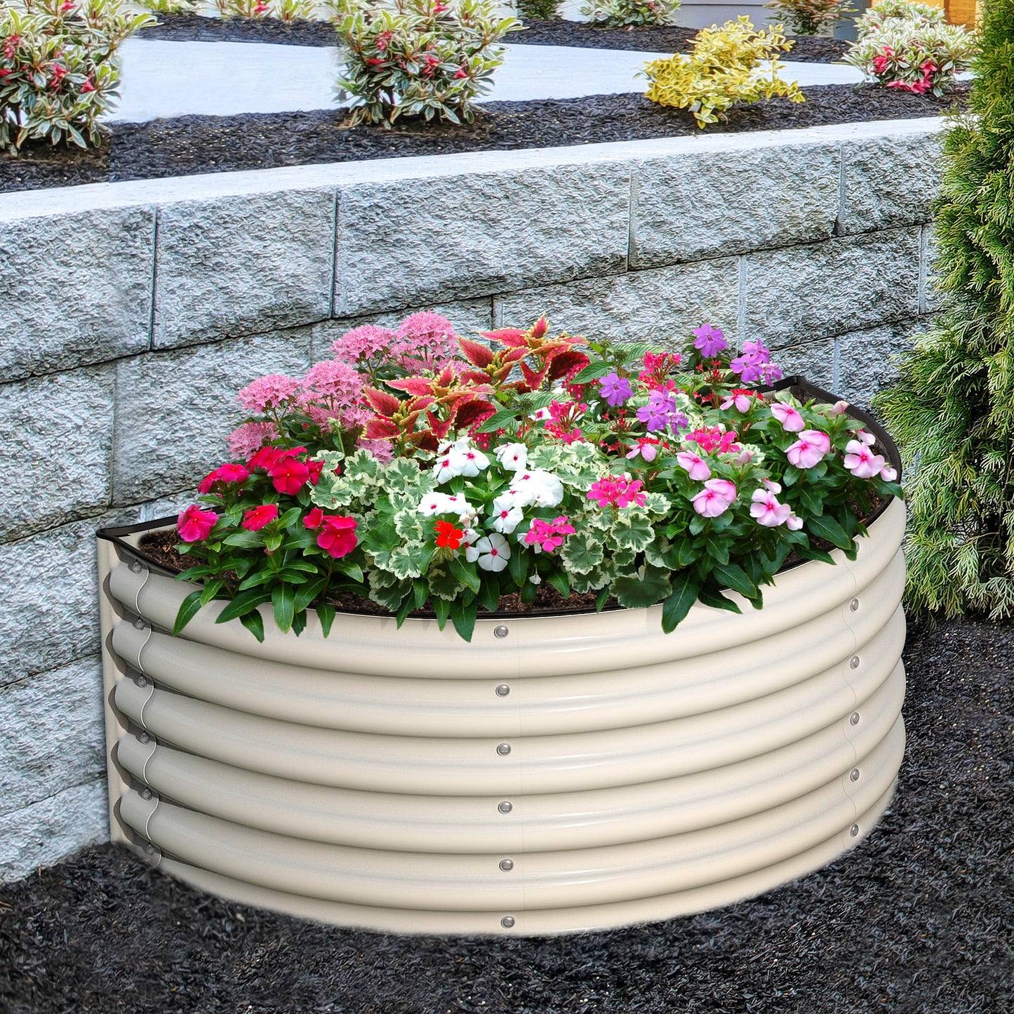 Olle Gardens 17 inch Tall Decorative Semi-circle Raised Garden Bed at Blessings Grow Meadows 