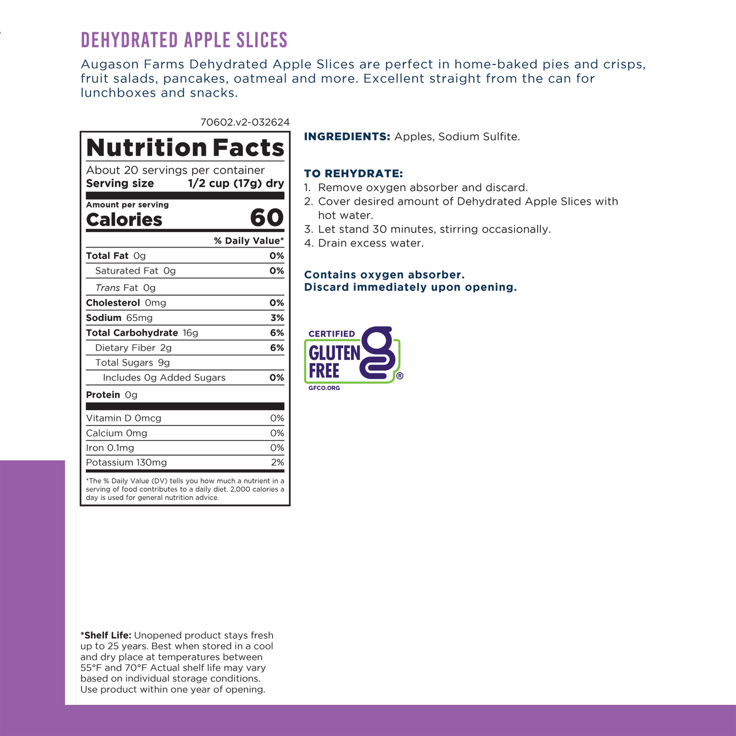 Dehydrated Apple Slices Can, 20 Servings - Blessings Grow Meadows