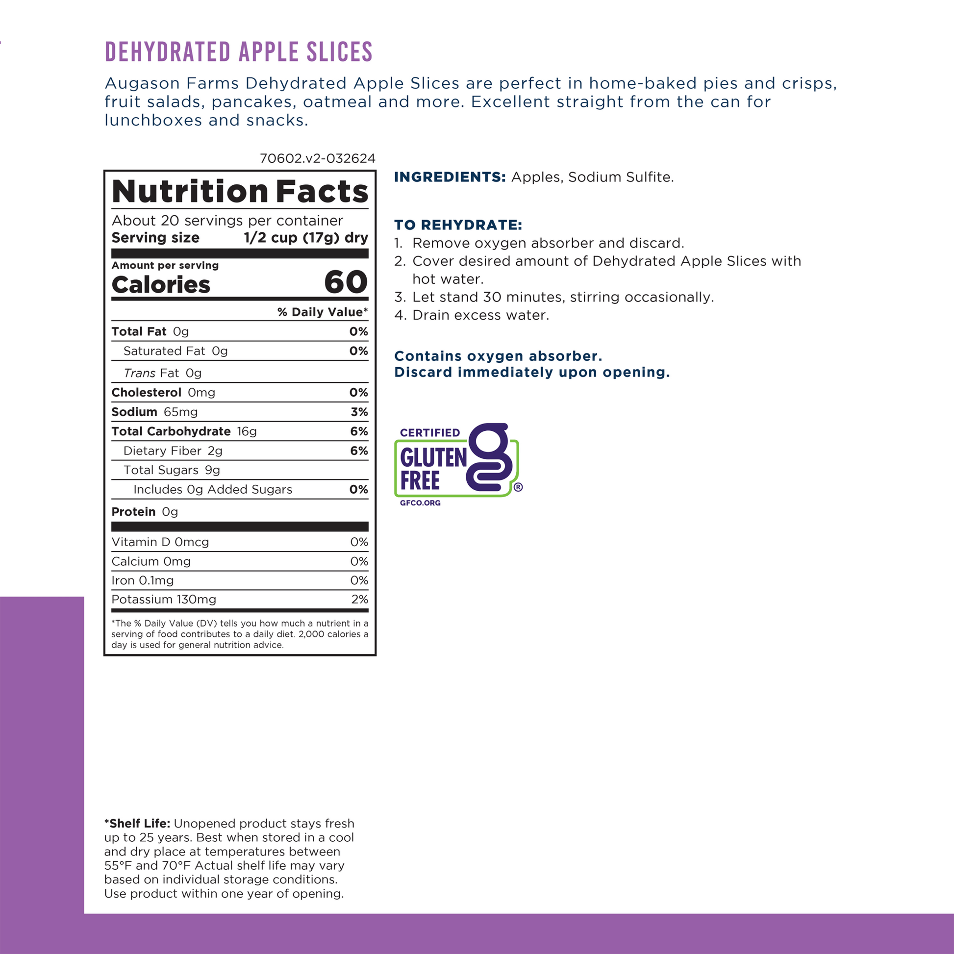 Dehydrated Apple Slices Can, 20 Servings - Blessings Grow Meadows