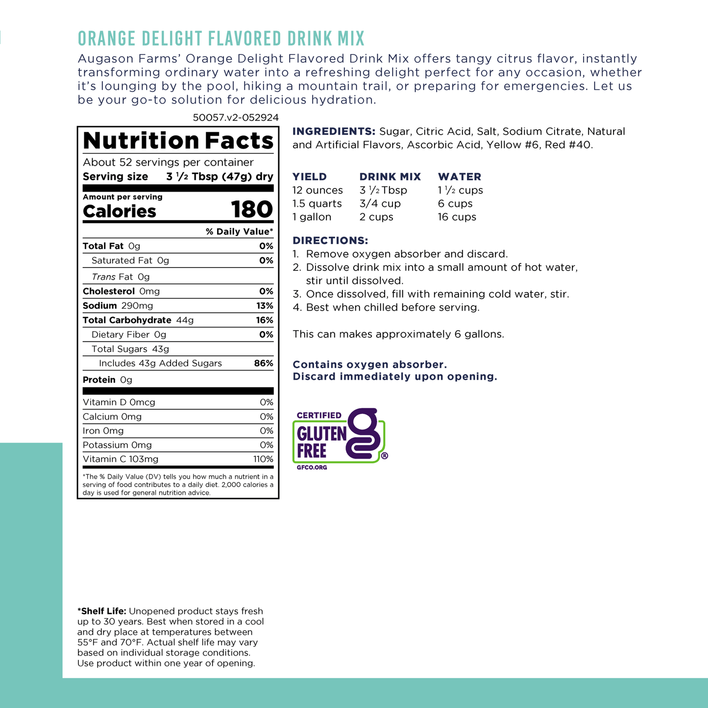 Orange Delight Drink Mix Can, 52 Servings - Blessings Grow Meadows