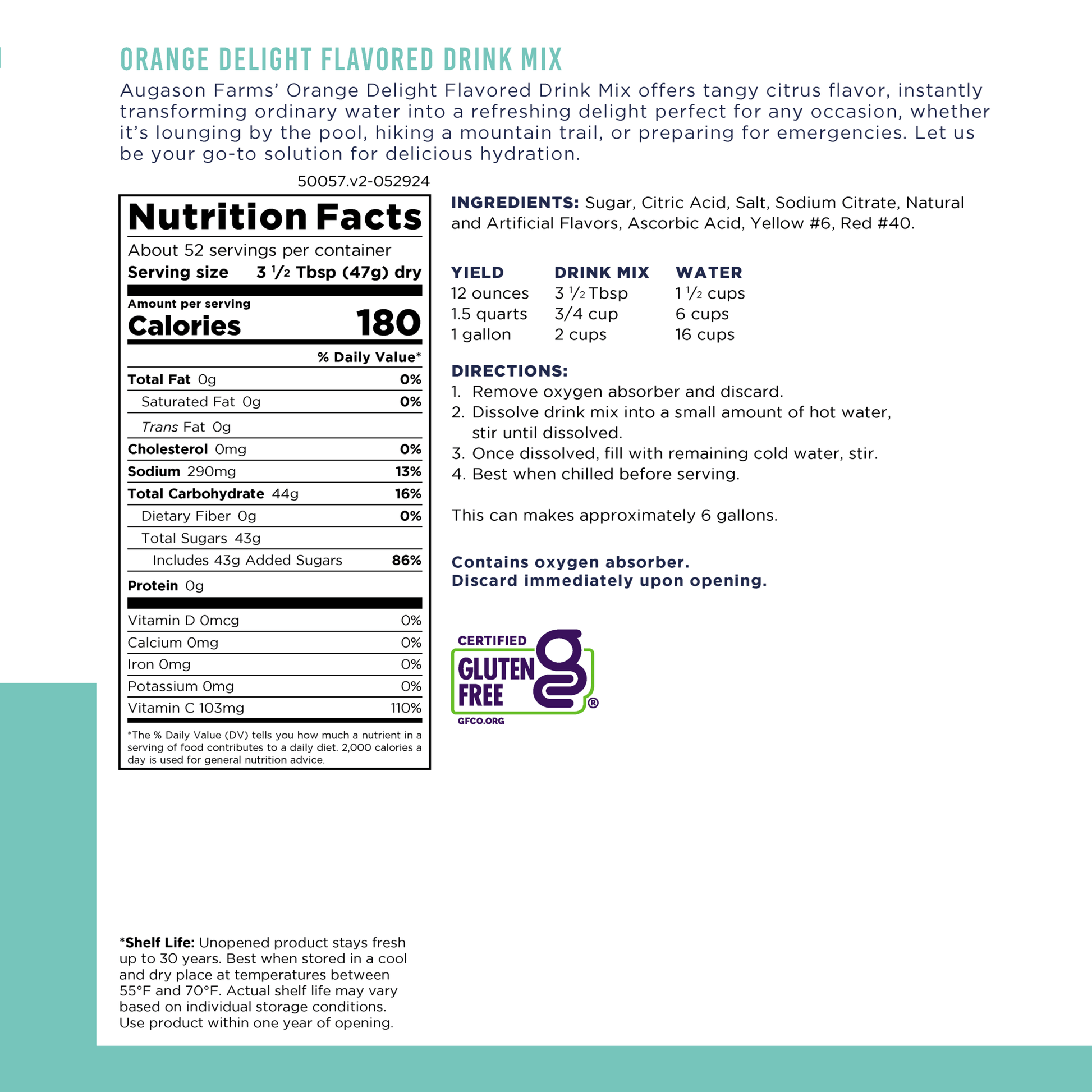 Orange Delight Drink Mix Can, 52 Servings - Blessings Grow Meadows