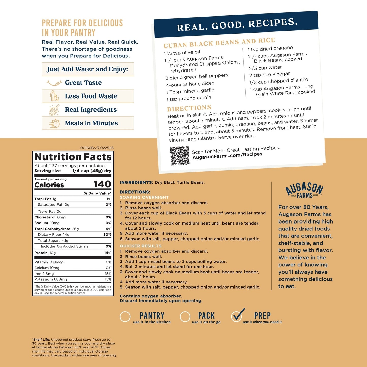 Dried Black Beans 4-Gallon Pail, 237 Servings - Blessings Grow Meadows