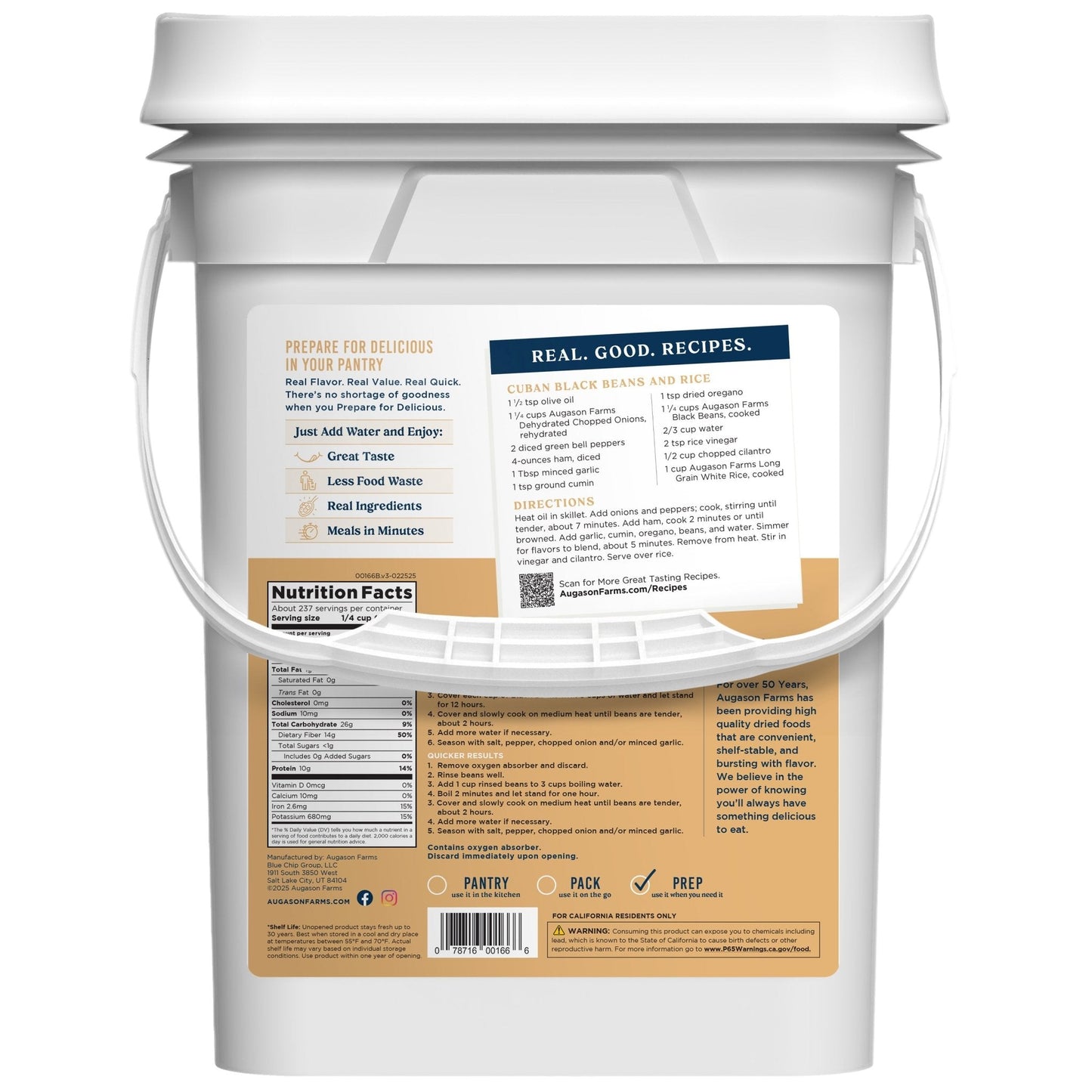 Dried Black Beans 4-Gallon Pail, 237 Servings - Blessings Grow Meadows