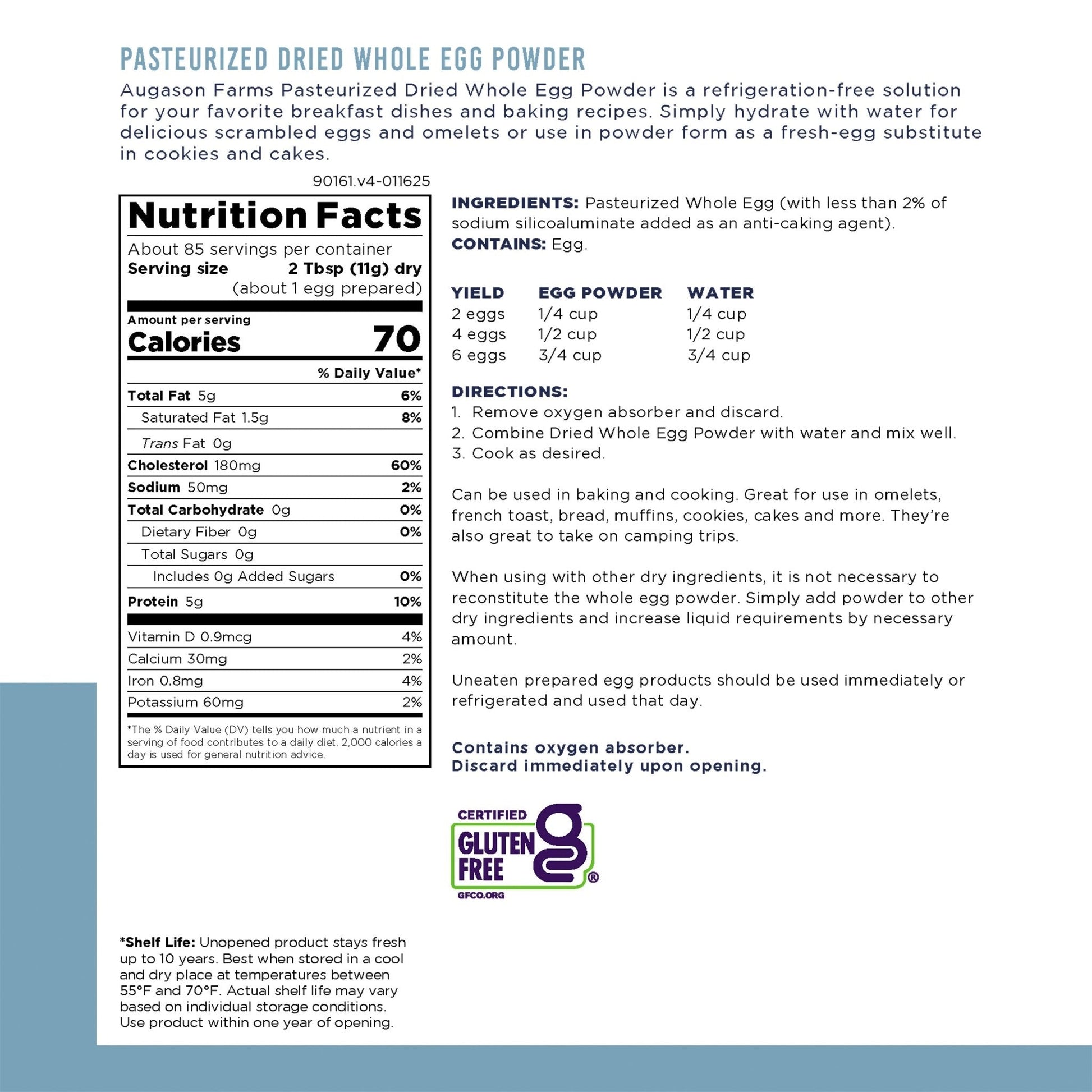 Pasteurized Dried Whole Egg Powder Can, 85 Servings - Blessings Grow Meadows