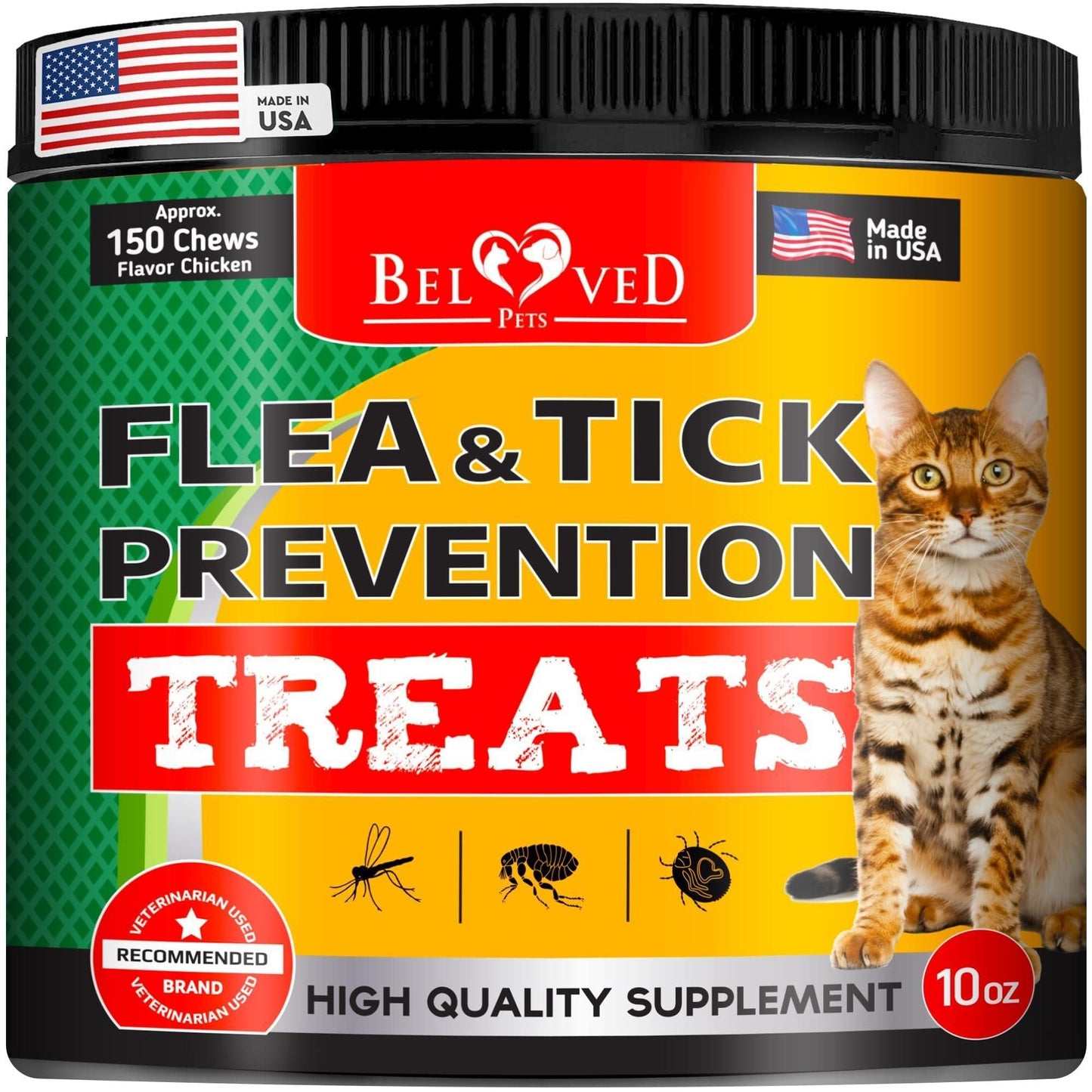 Flea and Tick Prevention Chewable Pills for Dogs and Cats Revolution Oral Flea Treatment for Pets Pest Control Natural Defense Chewables Small Tablets Chicken FLavor for Cats - Blessings Grow Meadows