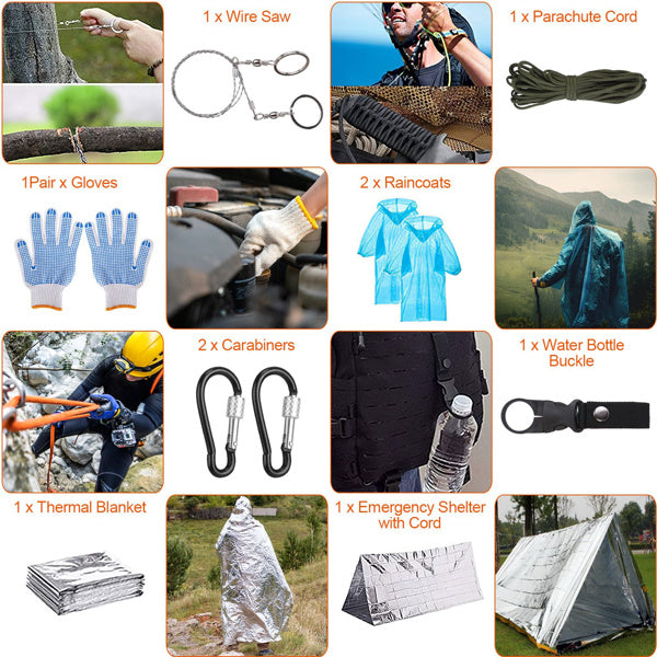 125-in-1 Survival Kit, Professional Gear for Camping, Hiking, Emergency SOS - Blessings Grow Meadows