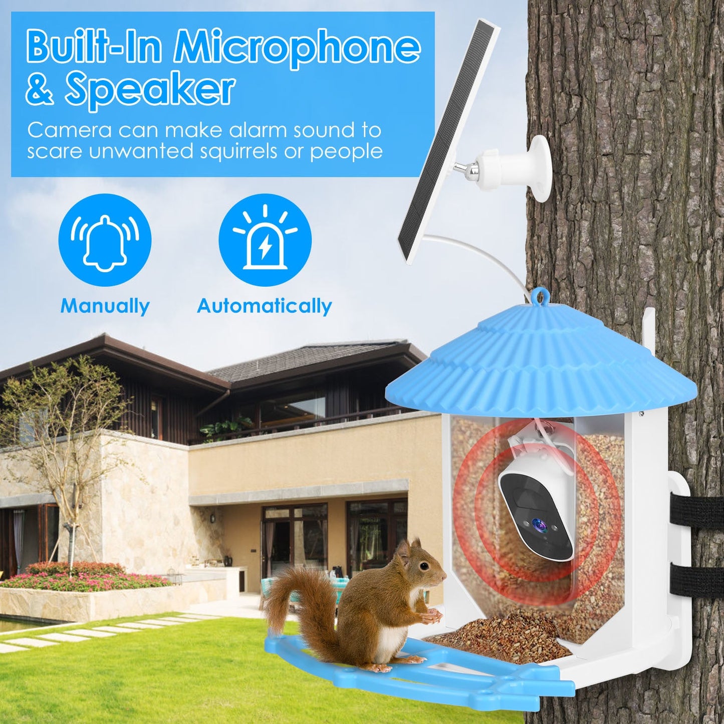 Solar Powered Smart Bird Feeder 2K Bird Watching Camera With PIR Motion AI Birds Species Identify Two-Way Audio Real-Time App Notification Capture Video Gift For Bird Lover - Blessings Grow Meadows