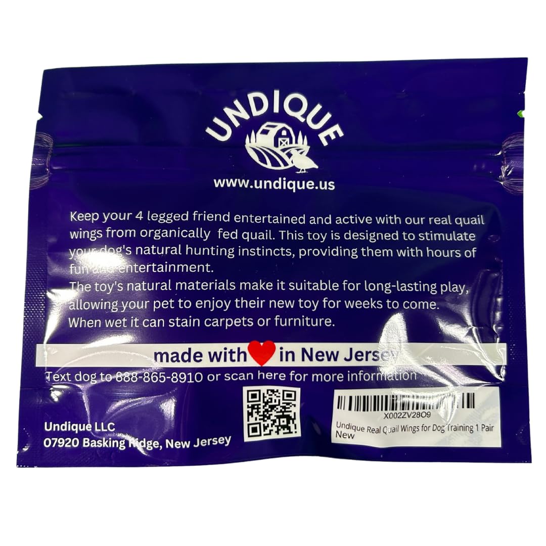 Pair of premium quail wings for dog training with authentic bird scent, ideal for scent and hunting training from Quailz by Undique LLC