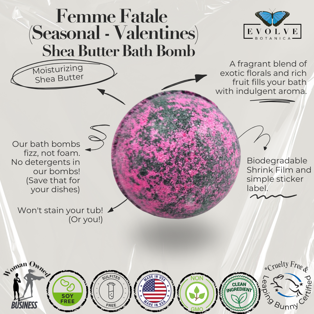 Bath Bomb - Femme Fatale (Seasonal - Valentines) - Blessings Grow Meadows
