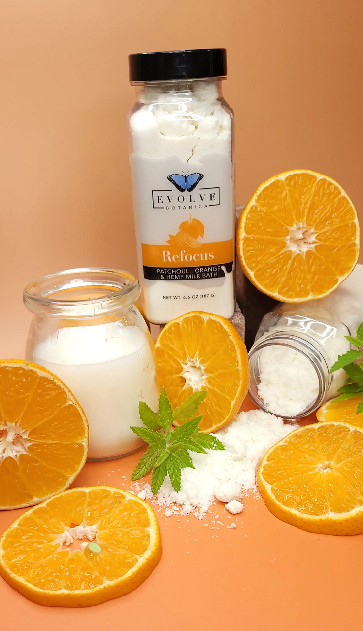 Milk Bath - Refocus (Patchouli, Orange, & Hempseed Oil) - Blessings Grow Meadows