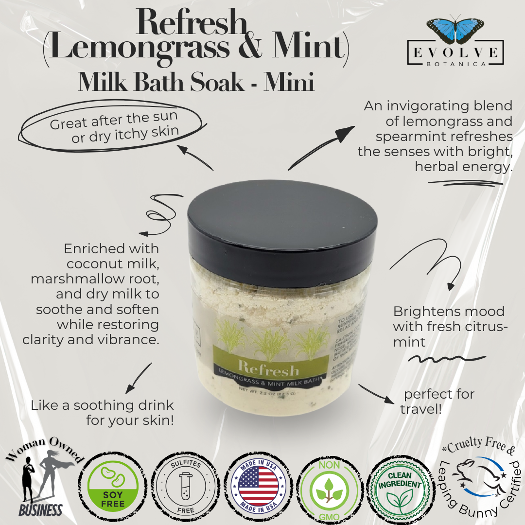 Milk Bath - Refresh (Lemongrass & Mint) Mini - Blessings Grow Meadows