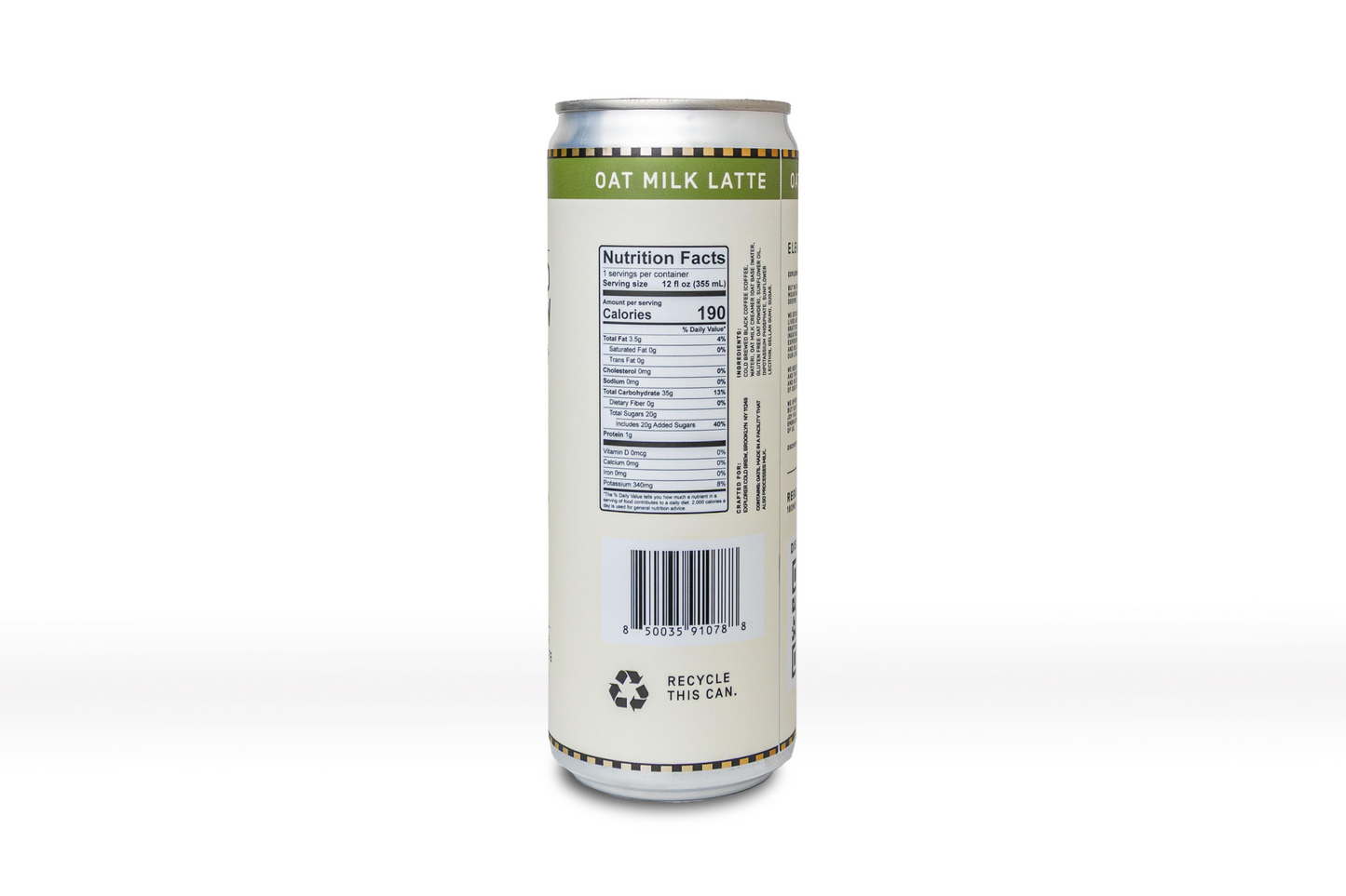 Cold Brew Oat Latte 12-pack by Explorer Cold Brew, rich and creamy coffee with customizable caffeine levels in 12oz servings.