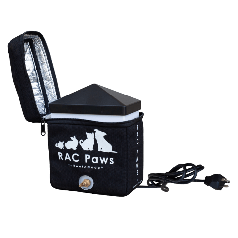 RAC Paws by RentACoop Zero Chill Heated Drinker – 64 oz All-in-One Small Animal Waterer with Heater & Insulated Cover