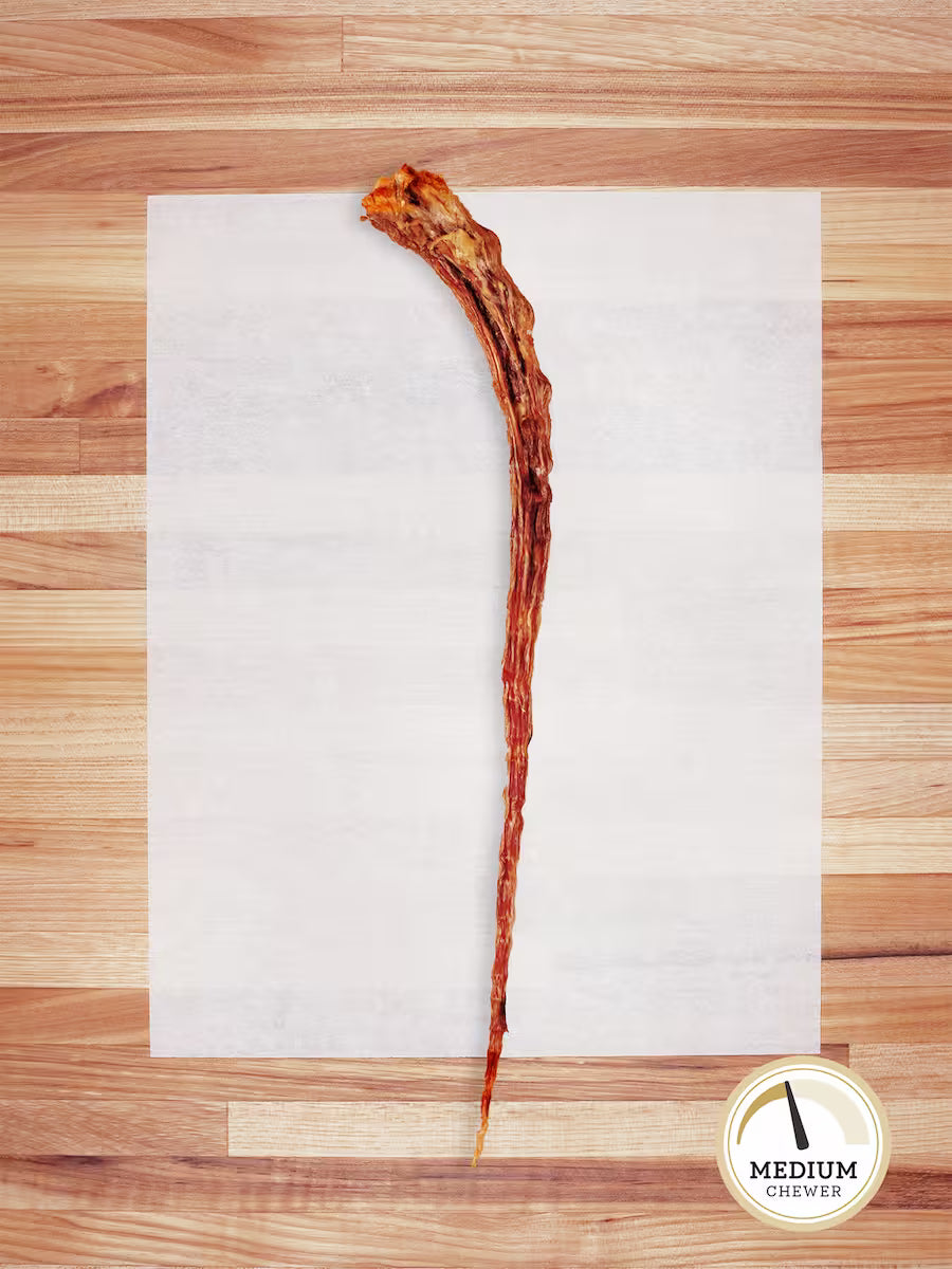 Farm Hounds beef tail chew for dogs, natural and durable dog treat made from high-quality beef tail.