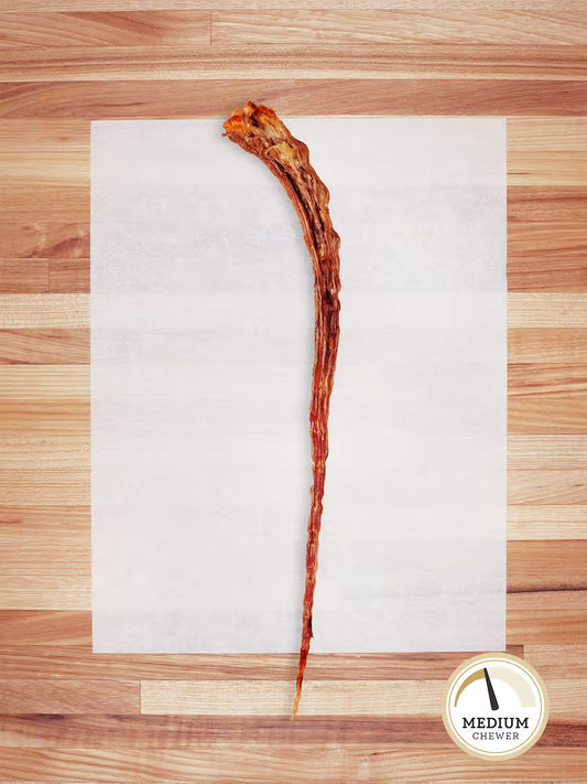 Farm Hounds beef tail chew for dogs, natural and durable dog treat made from high-quality beef tail.