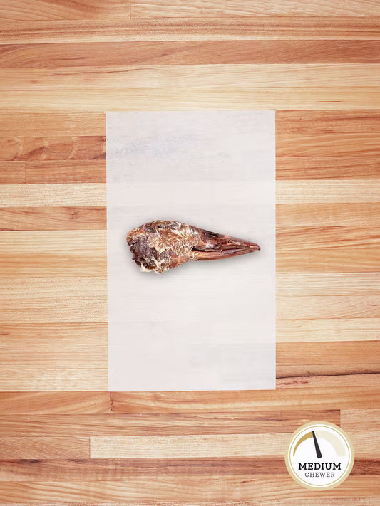 Farm Hounds Duck Head Chews for dogs, natural and durable dog treat made from high-quality duck head meat.