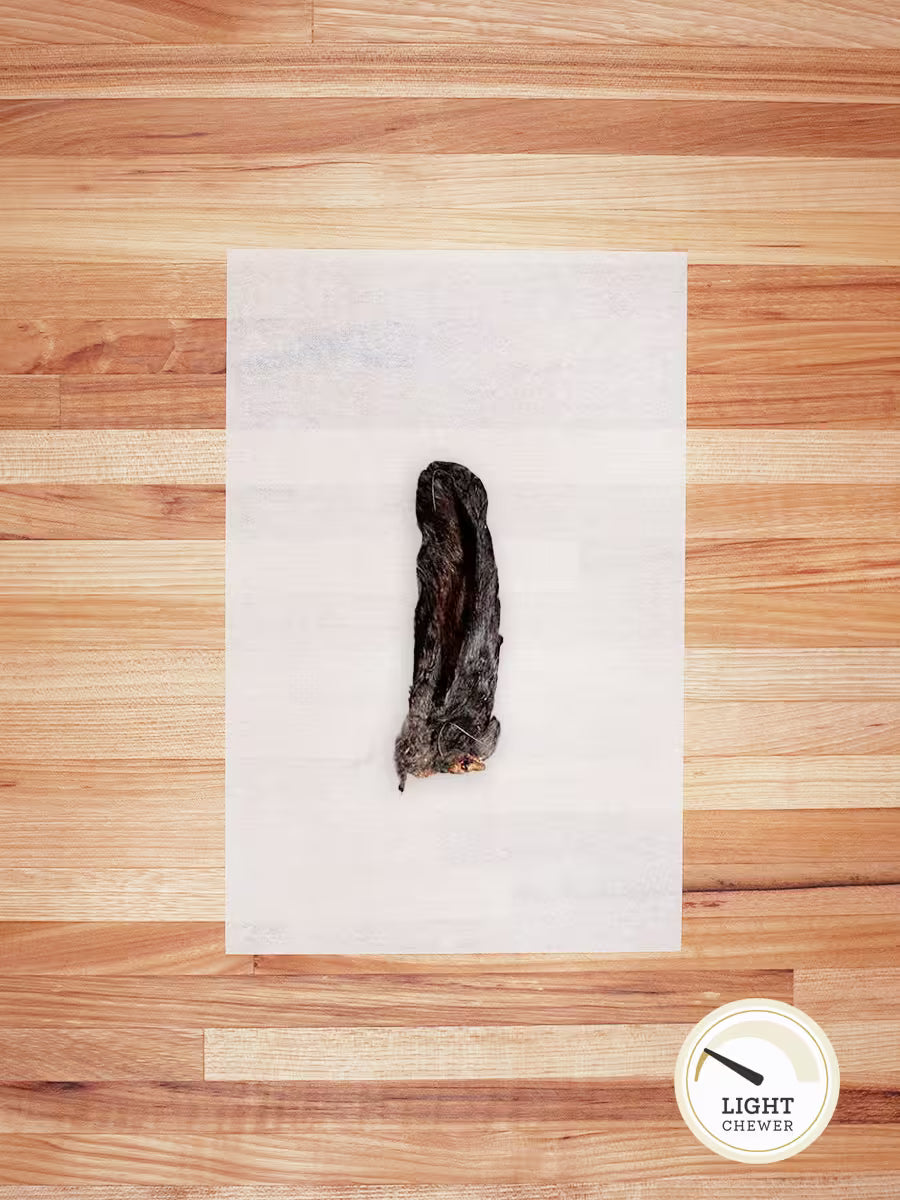Farm Hounds hairy rabbit chews and hides for dogs, showing the textured, natural chew with a front view.