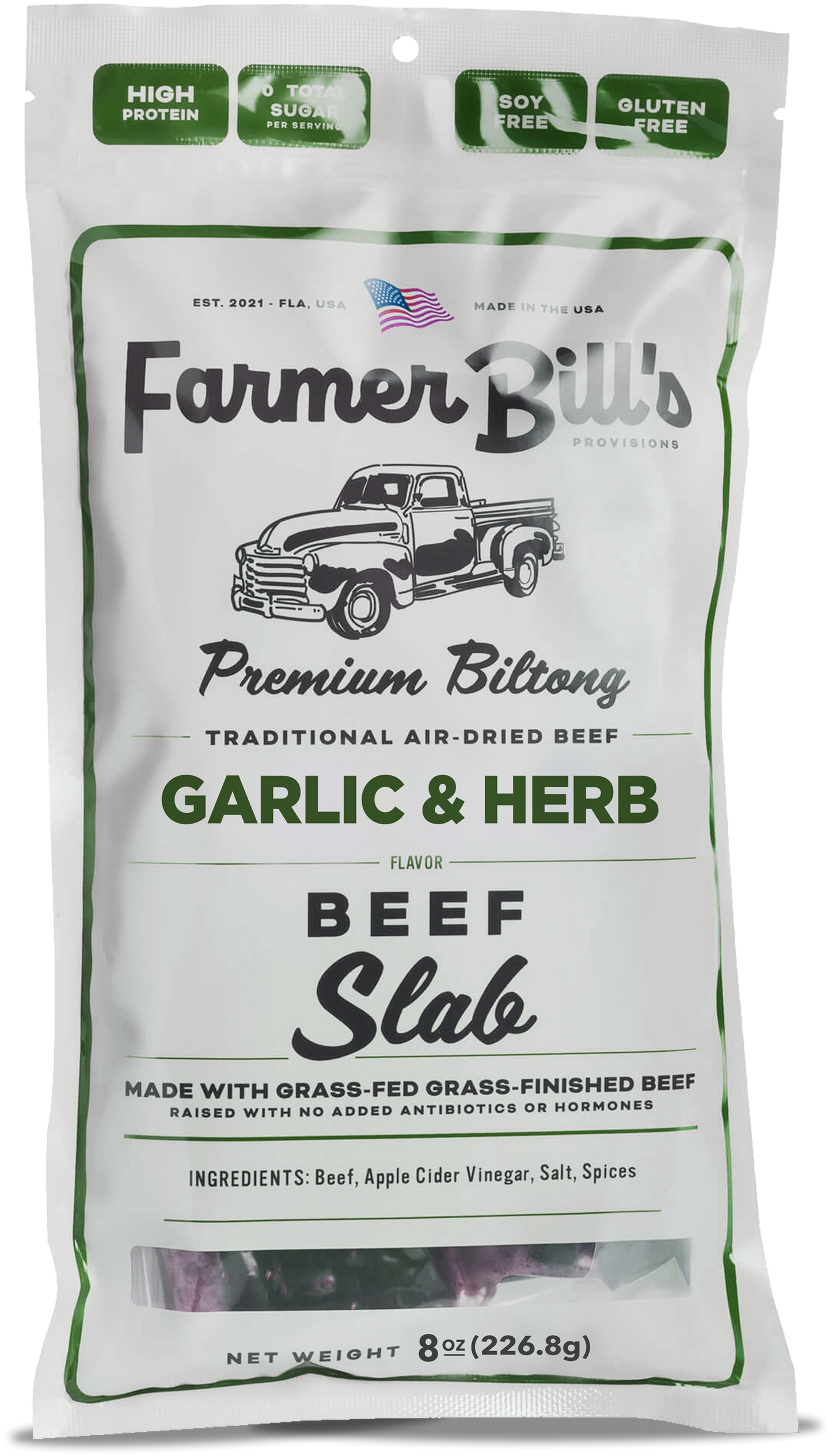 8 oz Garlic & Herb Beef Biltong Slab - Blessings Grow Meadows