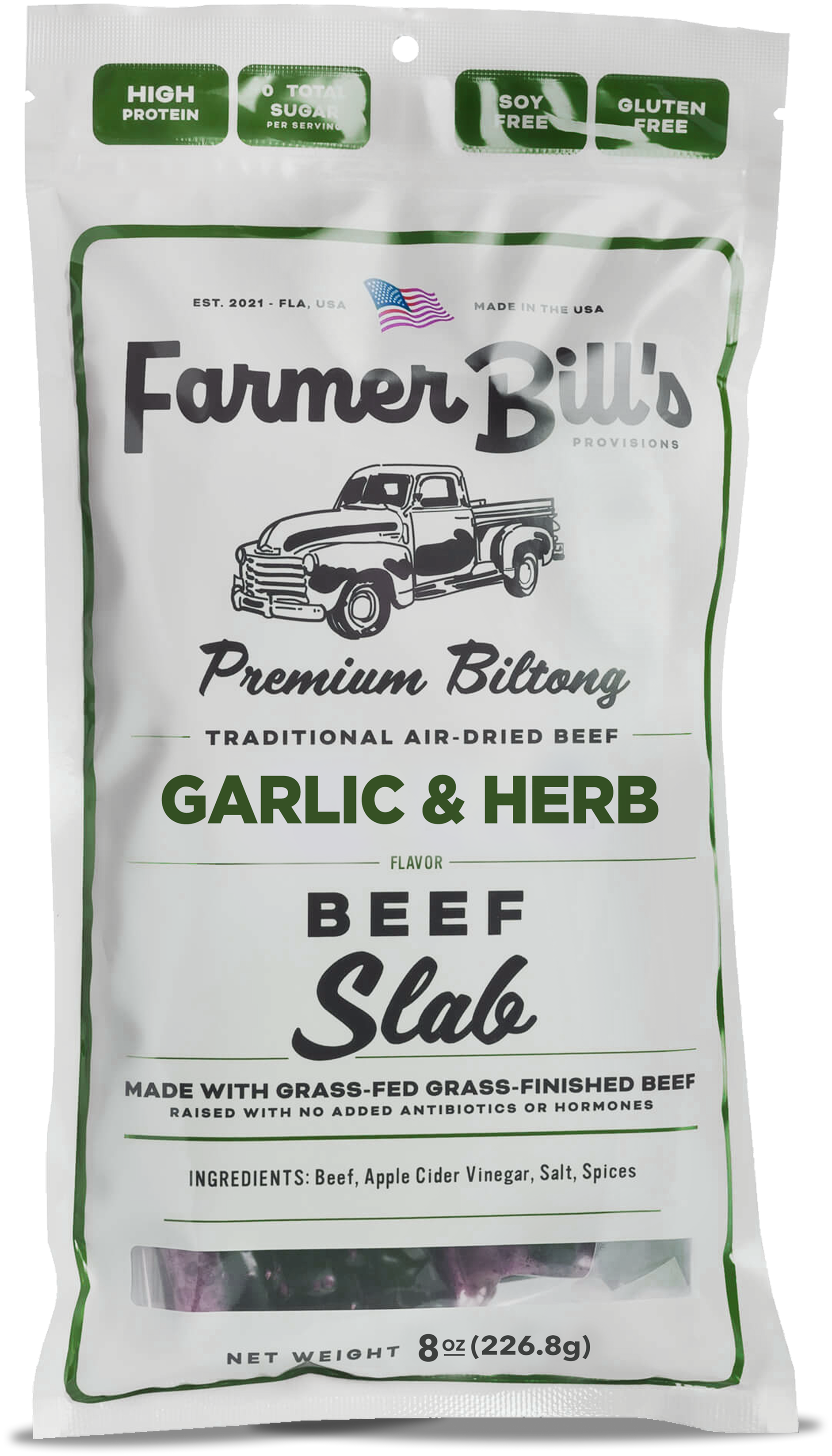 8 oz Garlic & Herb Beef Biltong Slab - Blessings Grow Meadows