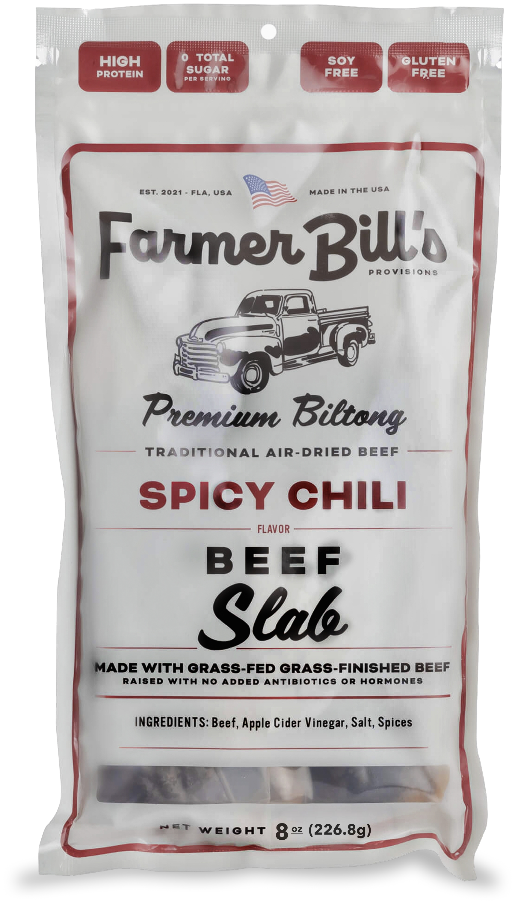 8 oz Spicy Chili Beef Biltong Slab - Blessings Grow Meadows