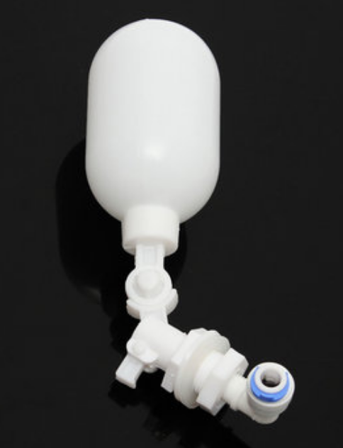 Farmer Brad DIY auto chicken waterer kit showing a transparent water container and feeding mechanism for chickens.