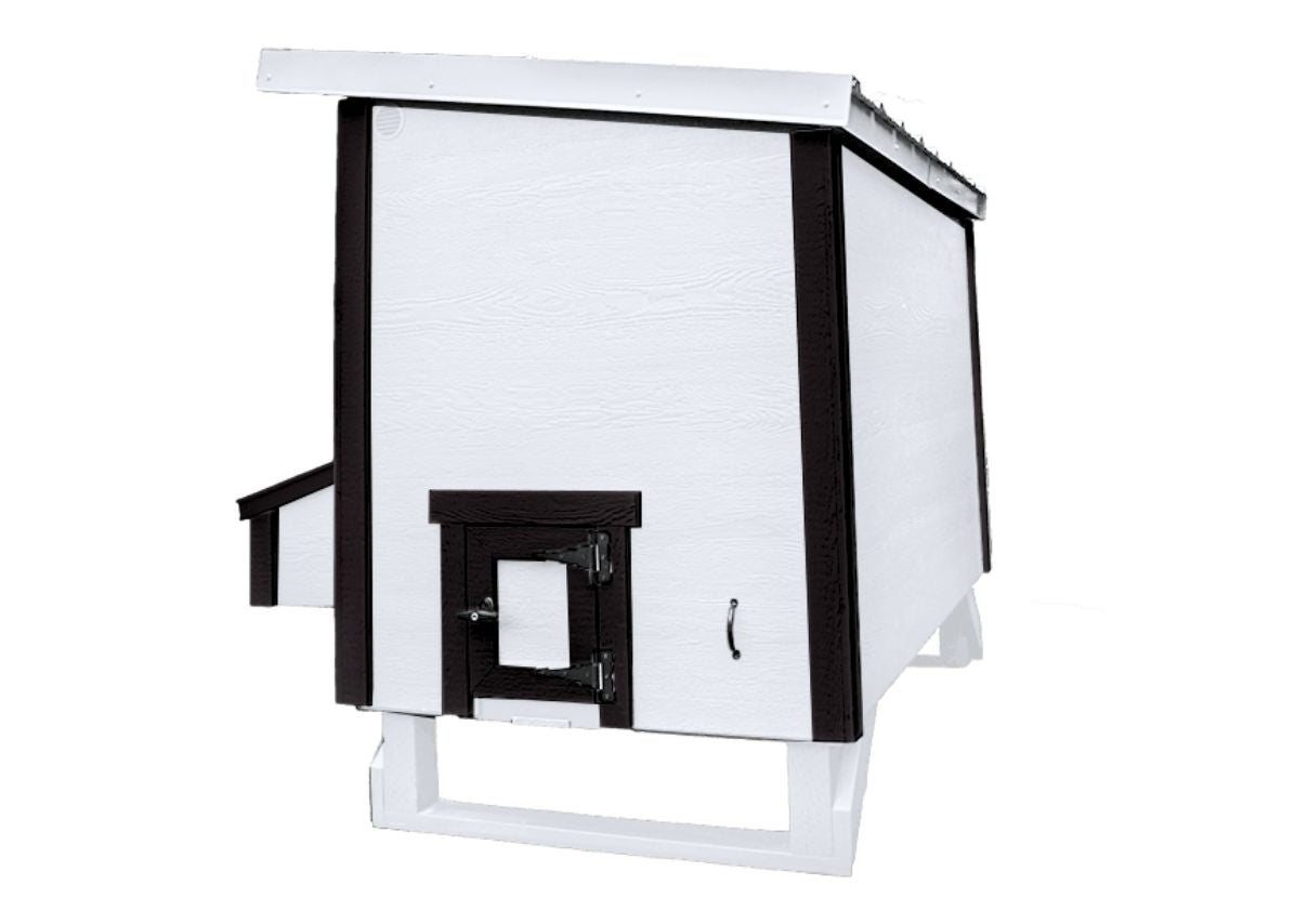 Large OverEZ Chicken Coop for up to 15 chickens, featuring a farmhouse style with spacious design and durable construction.