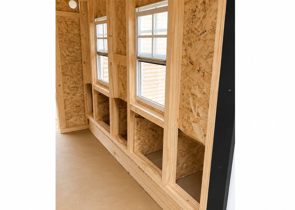 Large OverEZ Chicken Coop designed for up to 15 chickens, featuring farmhouse-style construction and spacious outdoor run.
