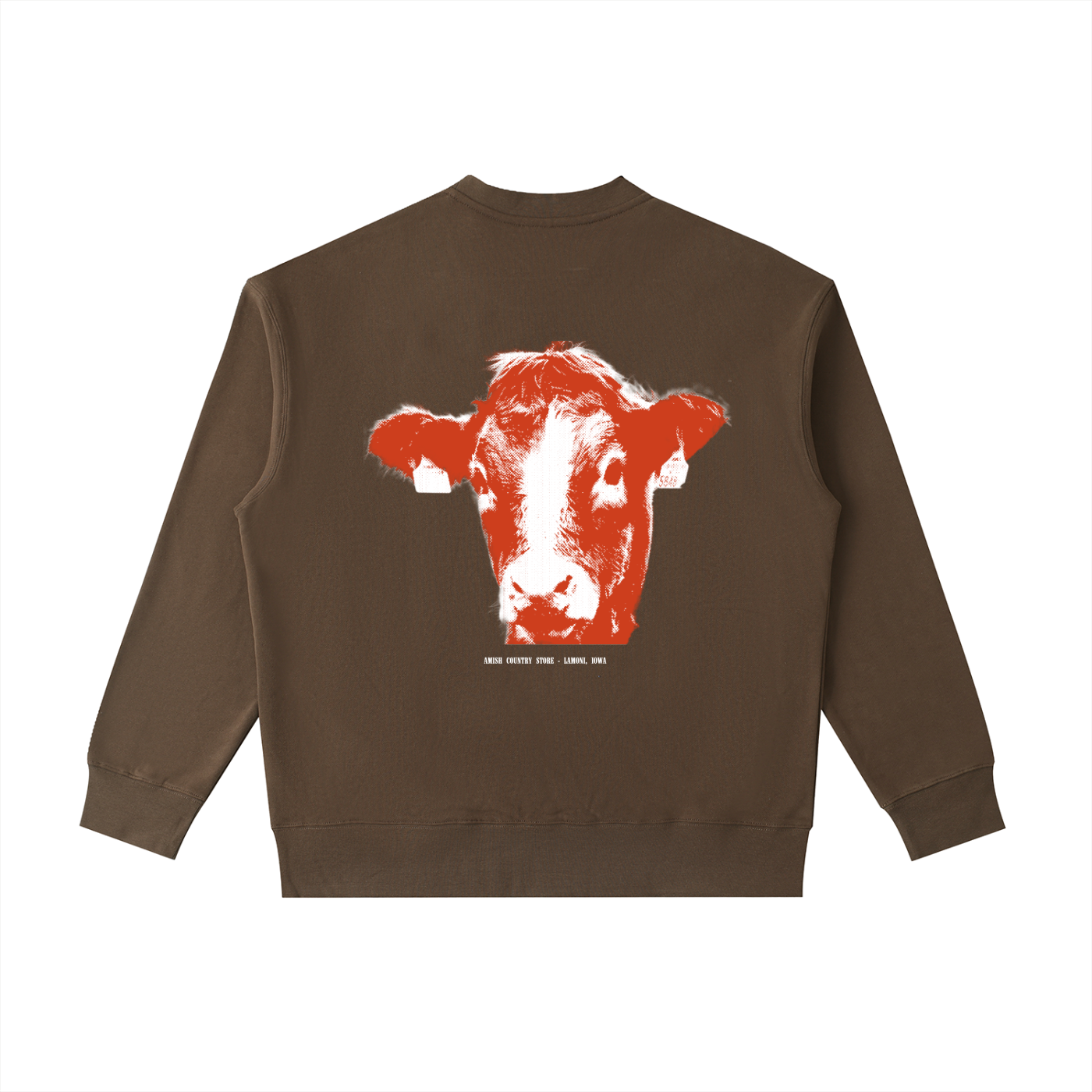 Amish Country Store Cow Heavyweight Patch Pocket Crewneck Sweatshirt