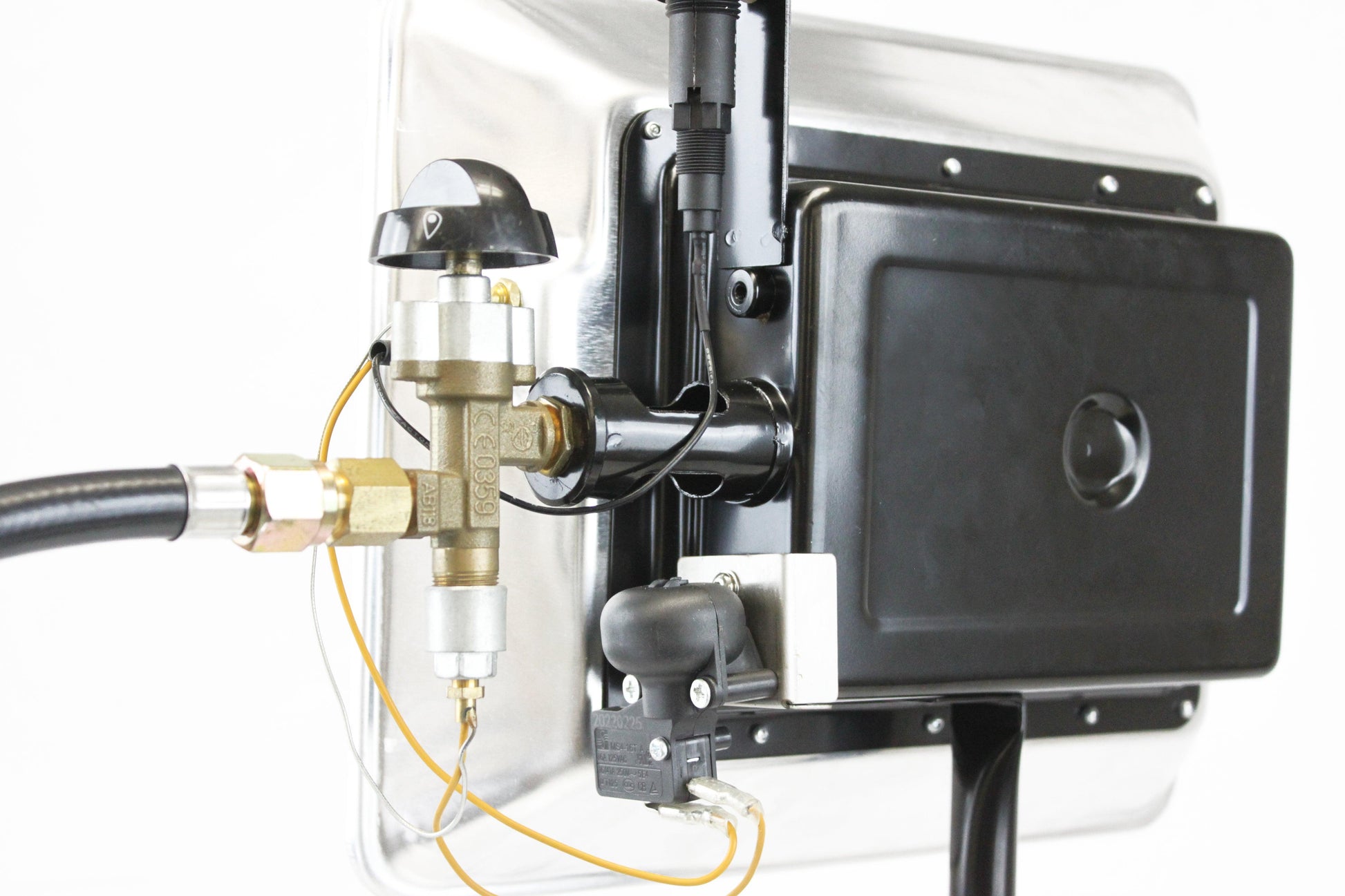 Portable Flame King 13,000 BTU outdoor propane tank top heater with igniter for camping, compact and easy to use.