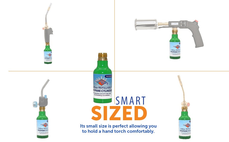 Flame King 2-pack eco-friendly 1/4 lb refillable mini propane tanks for camping and outdoor cooking.