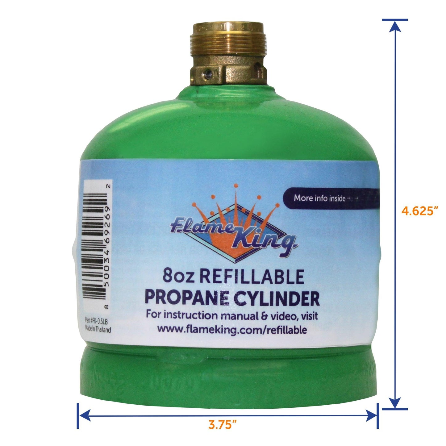 Flame King 1lb refillable propane tanks in a 2-pack, eco-friendly and sustainable 8oz LP cylinders for portable propane use.