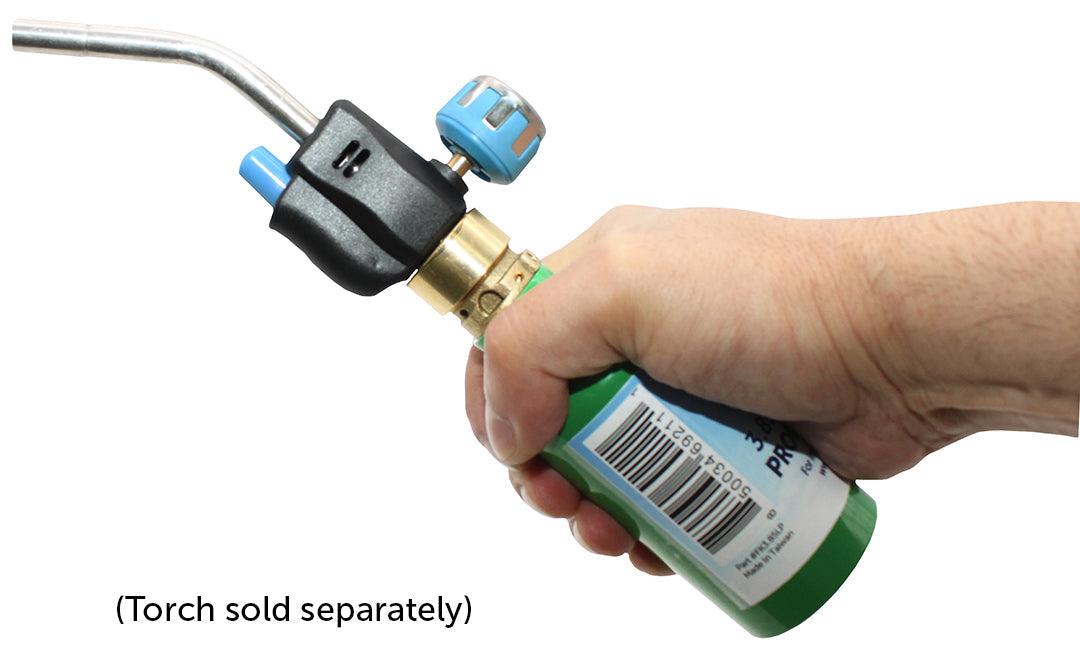 Flame King Eco-Friendly 1/4 lb refillable mini propane tank cylinder for camping and outdoor use.