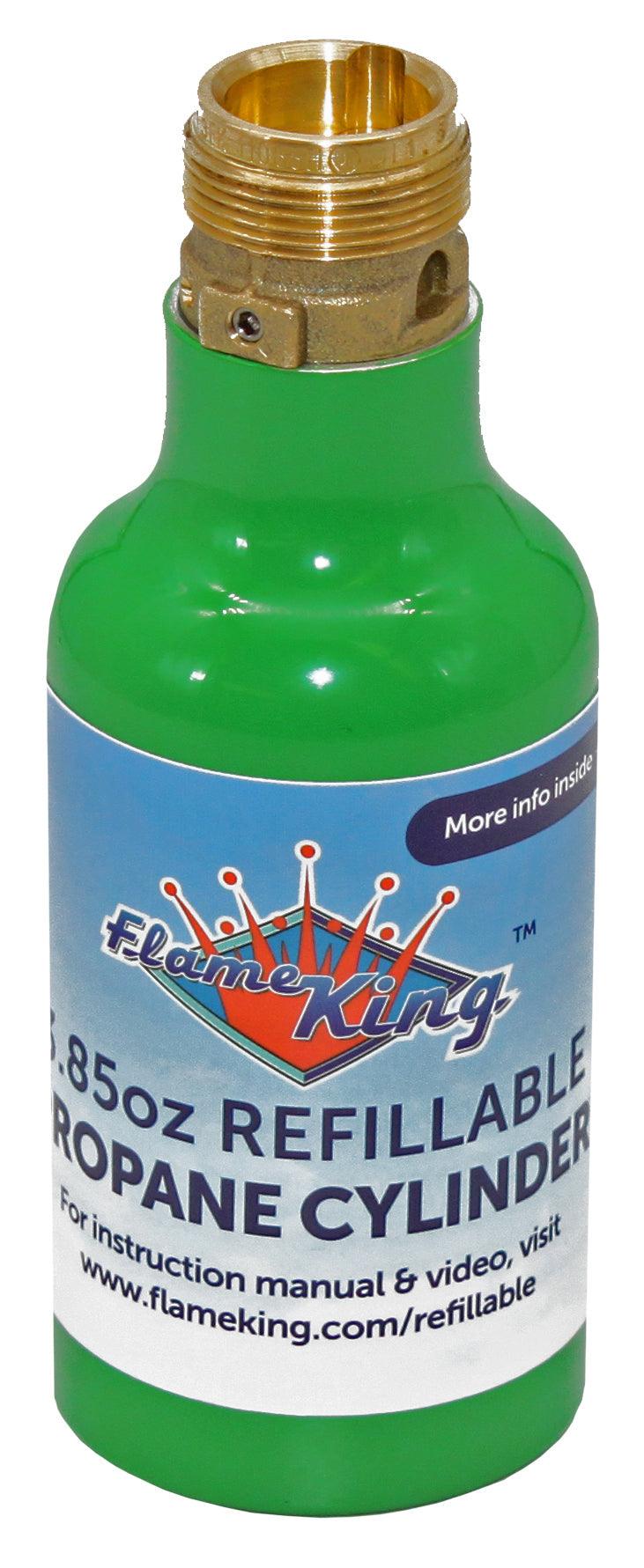 Flame King Eco Friendly 1/4 lb refillable mini propane tank cylinder, 1lb refillable program, portable and eco-friendly.