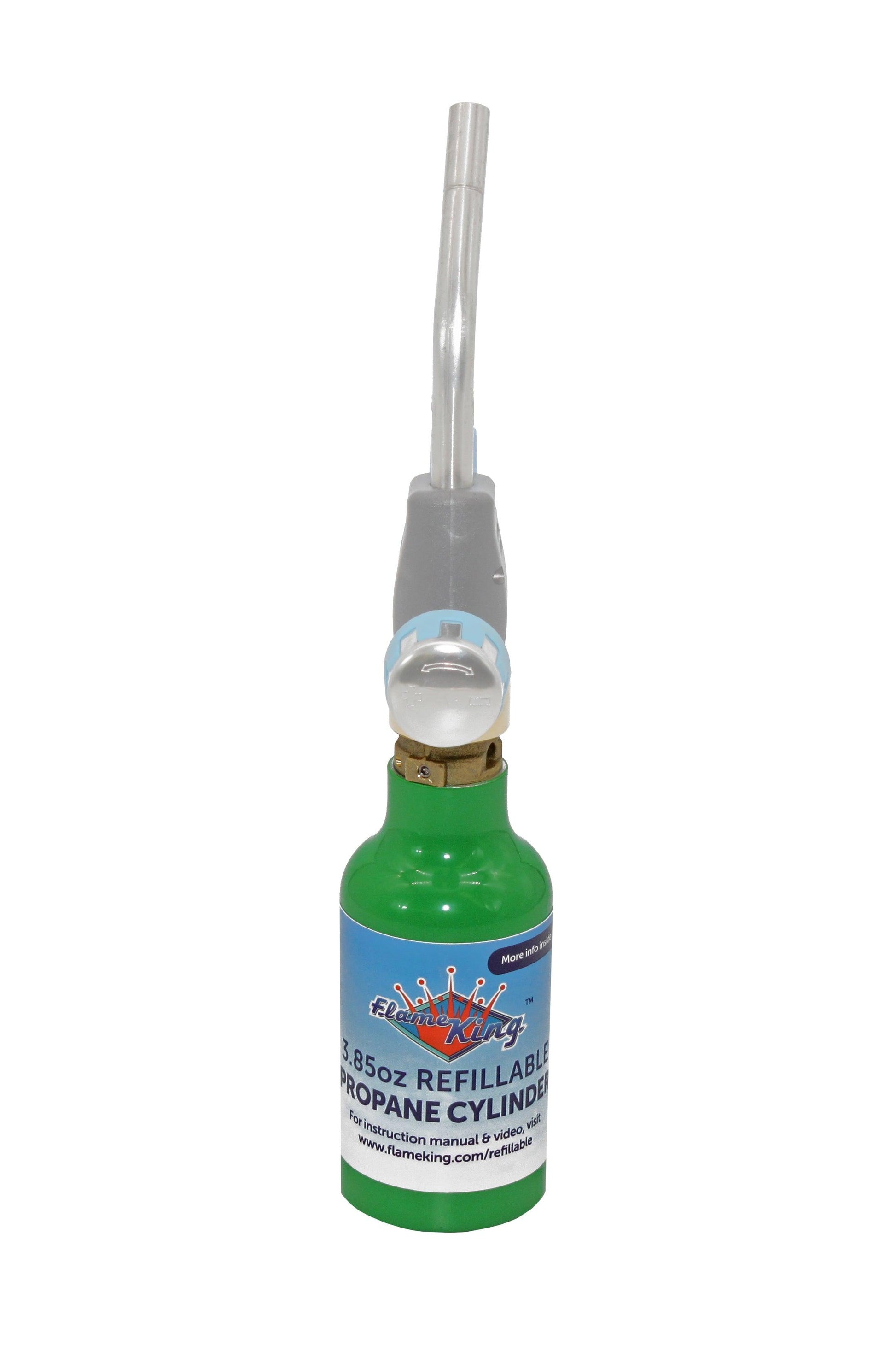 Flame King eco-friendly 1/4 lb refillable mini propane tank cylinder for portable heating and camping.