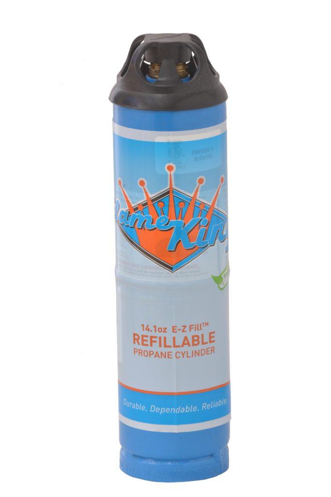 Flame King 1lb refillable propane tank, eco-friendly and sustainable LP cylinder for welding applications.