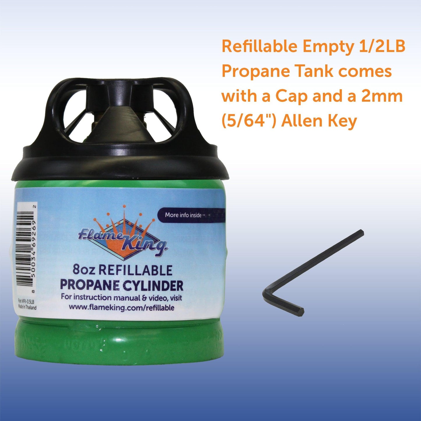 Flame King Eco Friendly Sustainable 8oz 1/2lb Refillable Propane Tank LP Cylinder - Blessings Grow Meadows