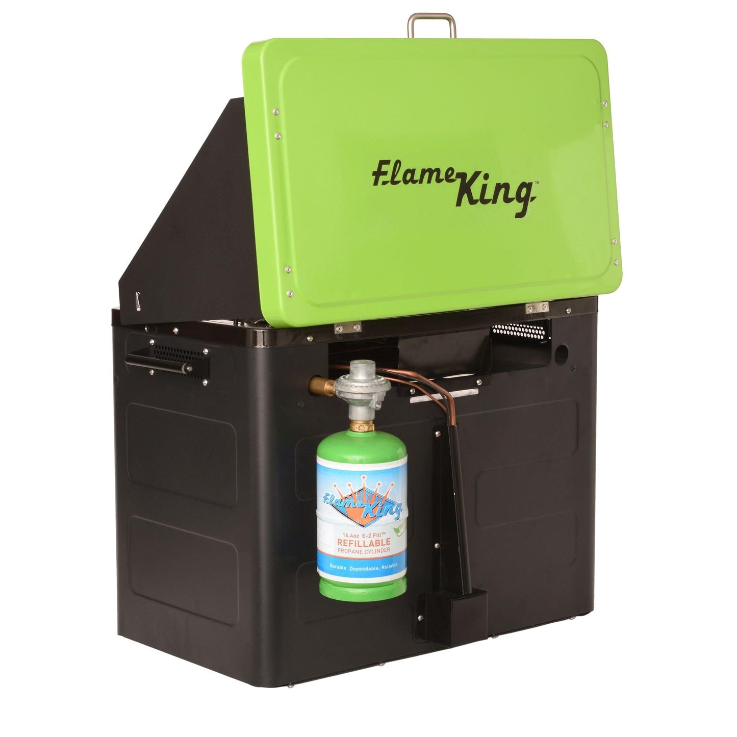 Portable Flame King camping oven and stove combo with compact design, ideal for outdoor cooking and camping adventures.