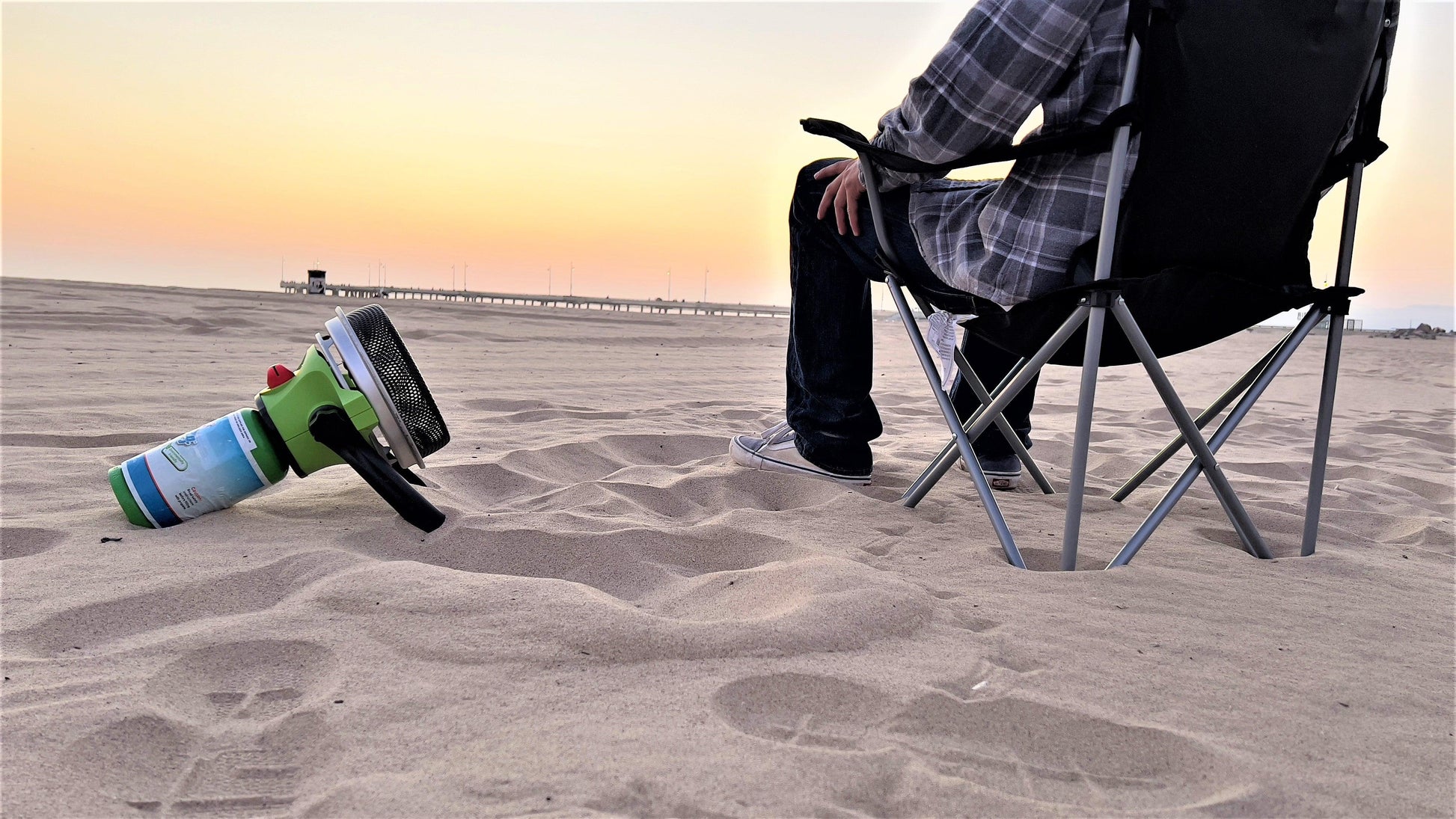 Portable Flame King propane outdoor camping heater with piezo electric start, compact and suitable for outdoor warmth.