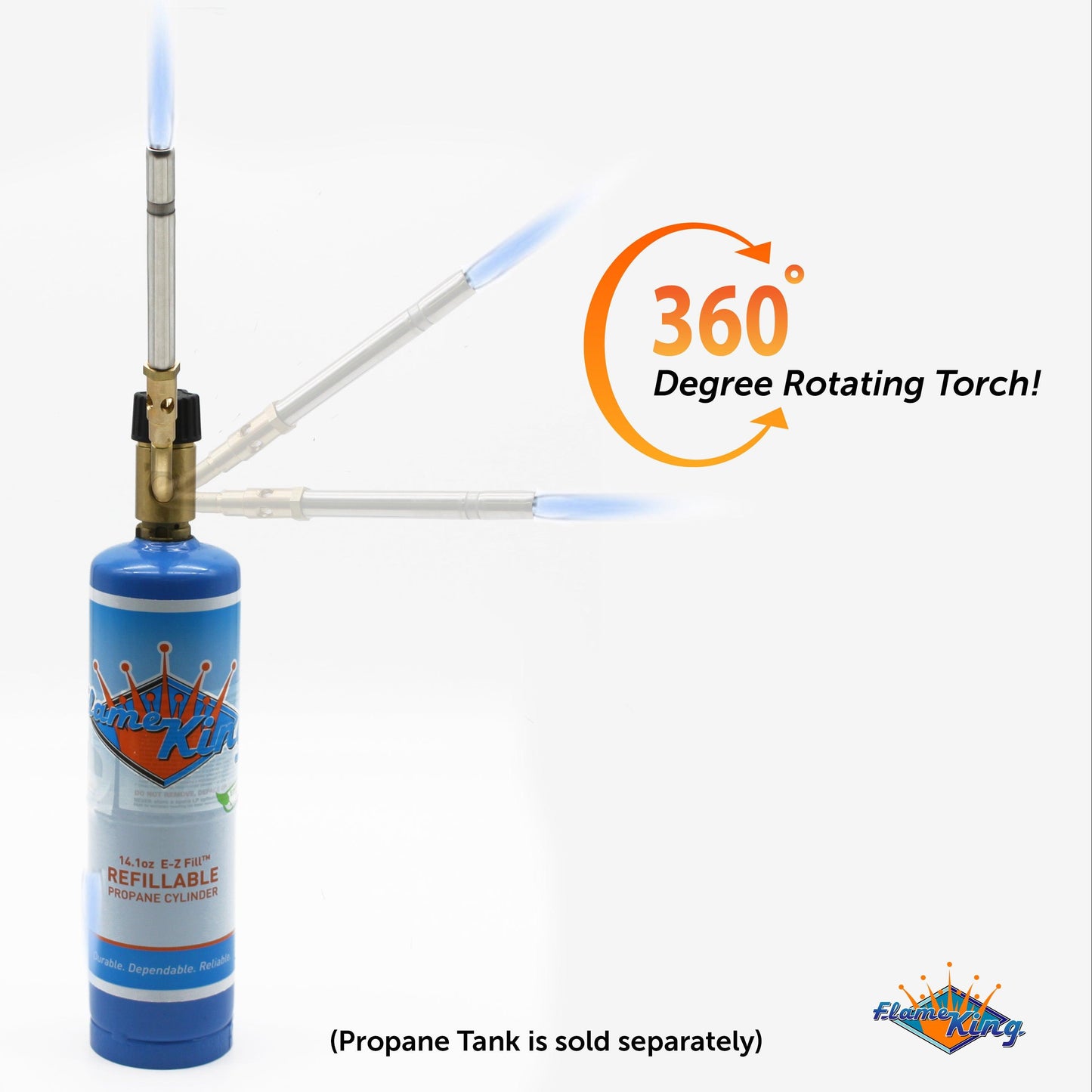 Flame King High Intensity Propane Torch Head with swirl flame, designed for weed burning and outdoor torch applications.