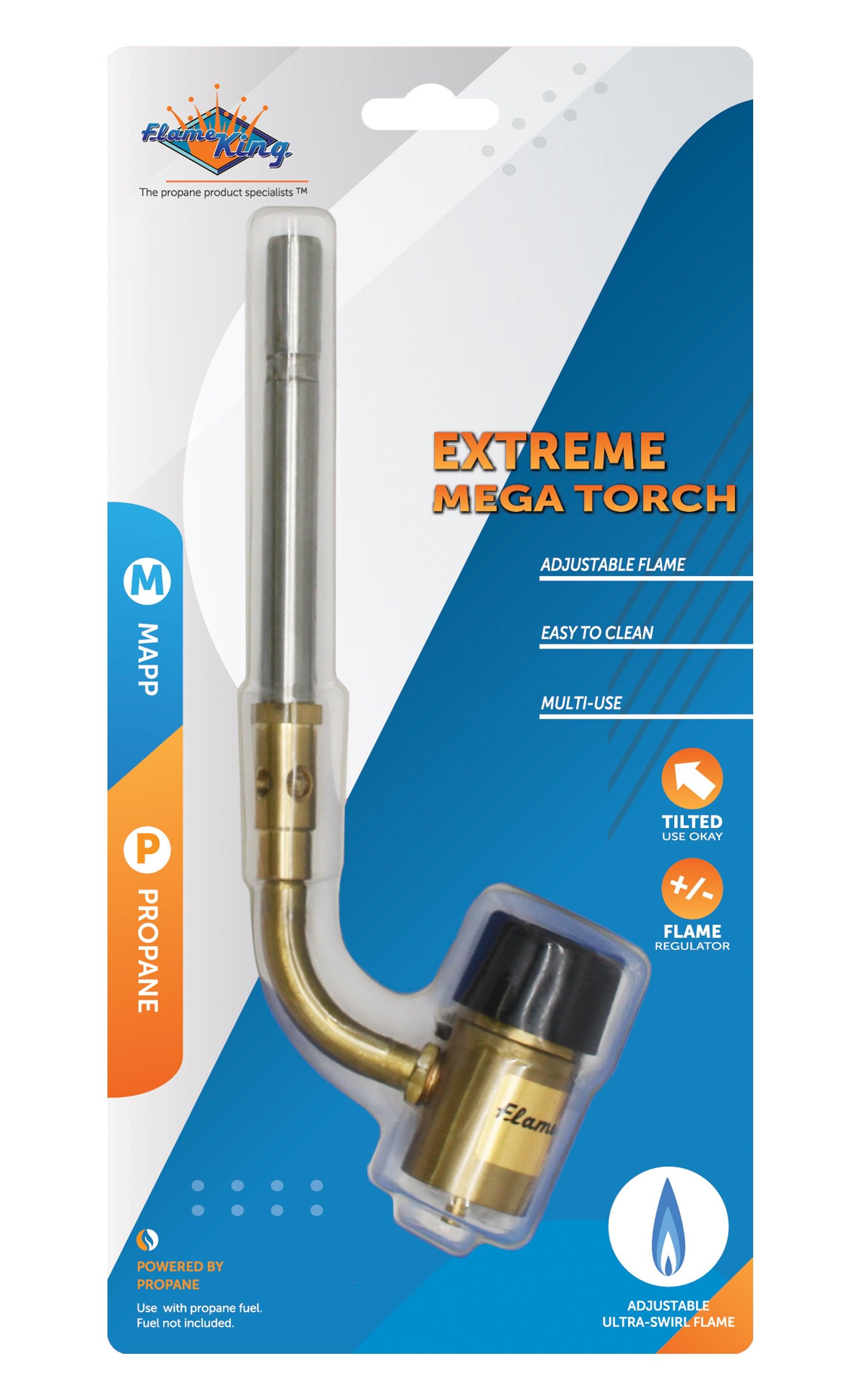 Flame King High Intensity Propane Torch Head with swirl flame, used for weed burning and outdoor torching applications.
