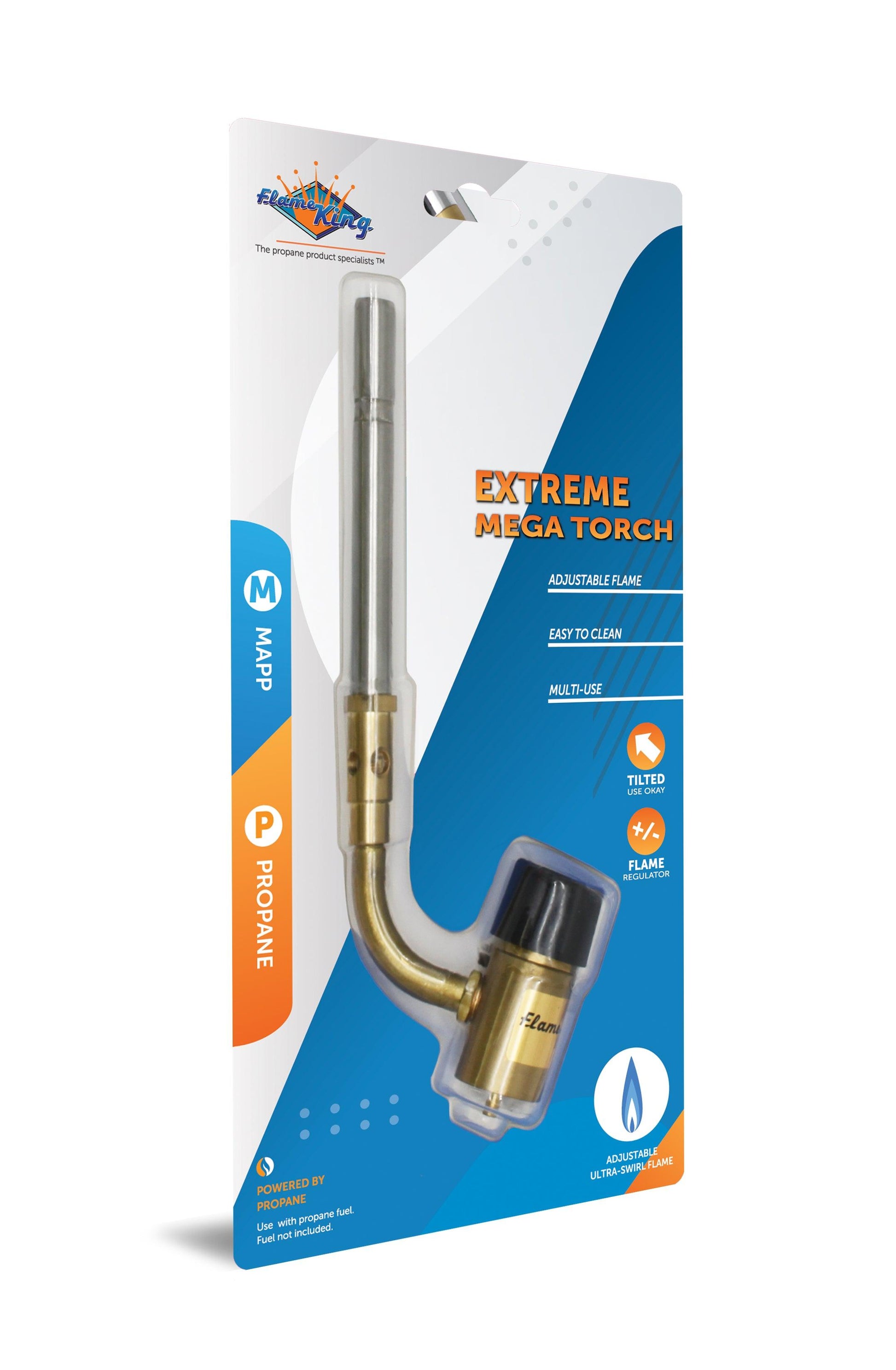 Flame King High Intensity Propane Torch Head with swirl flame, weed burner and torch for outdoor heating and burning tasks.