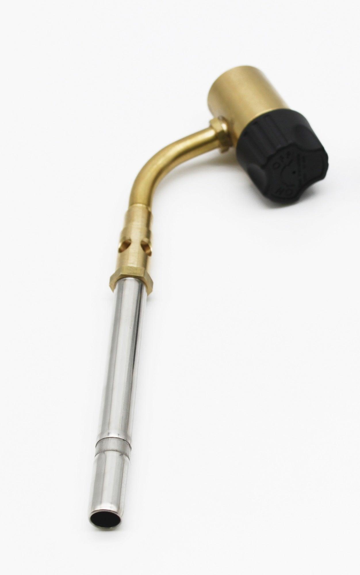 Flame King high intensity propane torch head with swirl flame, used for weed burning and outdoor heating applications.