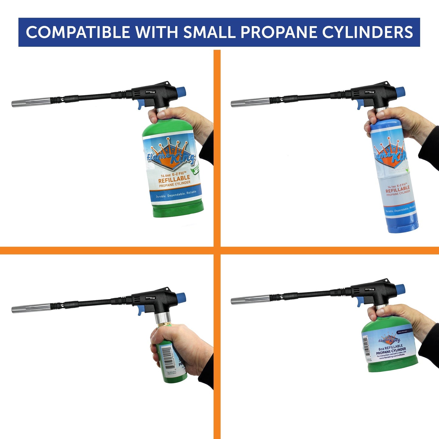 Flame King High Intensity Propane Torch Head with bendable, flexible neck for weed burning and outdoor torch applications.