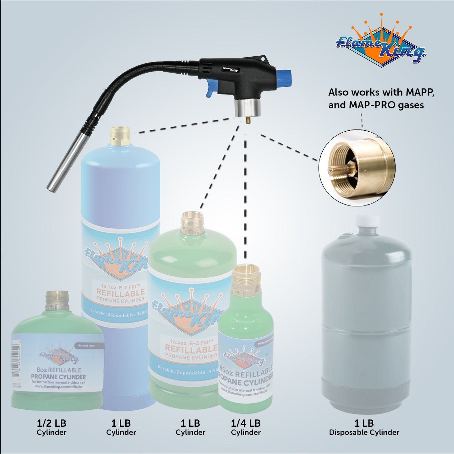 Flame King High Intensity Propane Torch Head with bendable flexible neck, used for weed burning and outdoor heating tasks.