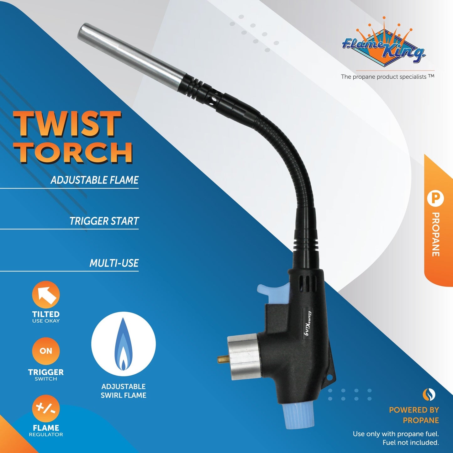 Flame King high intensity propane torch head with bendable flexible neck, designed for weed burning and outdoor torching.