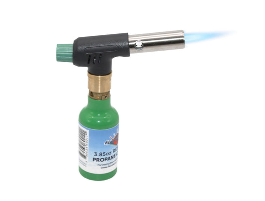 Flame King Mini Propane Blow Torch Head with 10,000 BTU, used for kitchen culinary tasks and soldering, by Flame King Products.